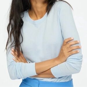 J Crew Sky Blue Cotton Teddie Lightweight Sweater Top Size Medium